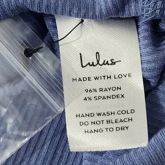 2/$30 Lulus Blue Ribbed Henley Cropped Tee Size S | Casual Stretch Knit Top - Picture 5 of 7